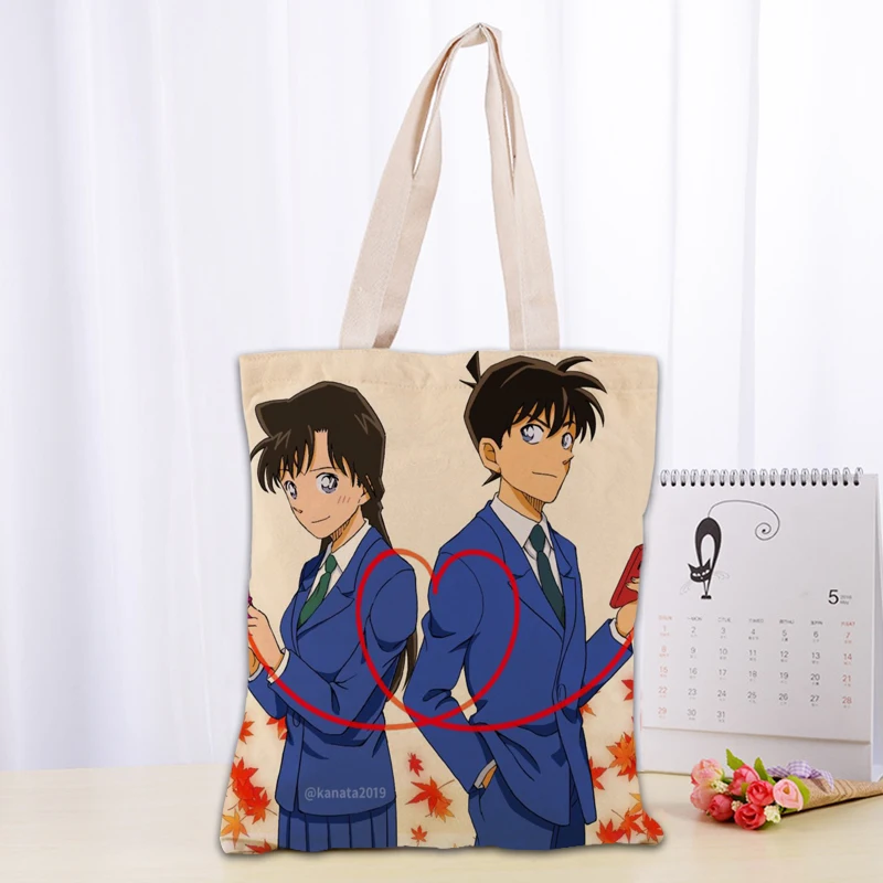 Detective Conan Tote Bag Foldable Shopping Bag Reusable Eco Large Unisex Canvas Fabric Shoulder Bags Tote Grocery Cloth Pouch