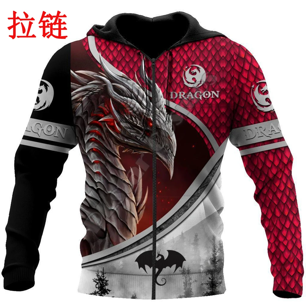 Beautiful Love Dragon 3D All Over Printed Men Hoodie Autumn and winter Unisex Sweatshirt Zip Pullover Casual Streetwear KJ425