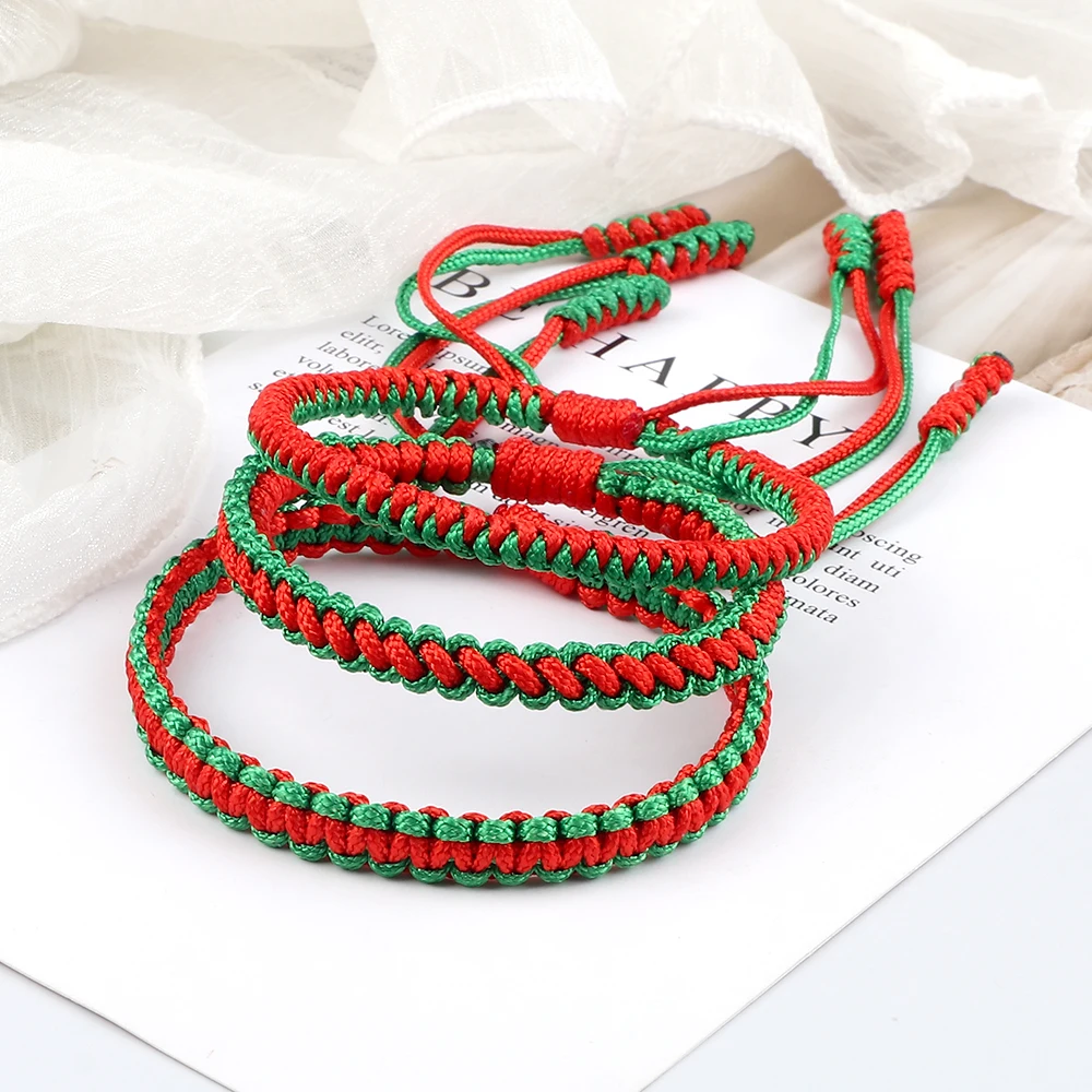 3 stile rosso verde colore intrecciato braccialetto donne di alta qualità polso di natale braccialetti coppia Pulsera amicizia gioielli regalo nuovo