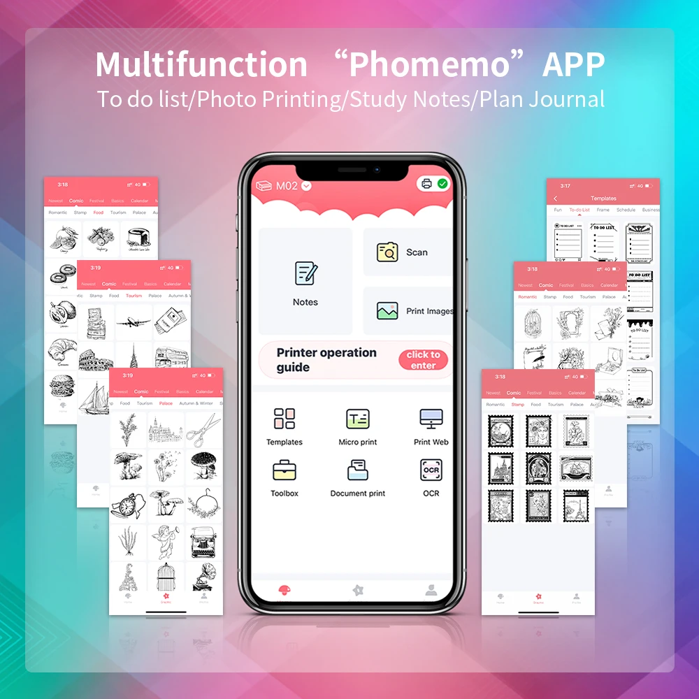 Phomemo M02 Wireless Label Printer Pocket Portable Label Printer Bluetooth-Compatible 53mm Thermal Label Maker Inkless Printing