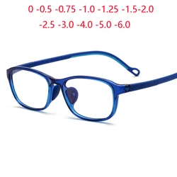 Safety Silicone Material Boy Girl Nearsighted Glasses For Children Anti-blue Light Prescription Spectacles 0 -0.5 -0.75 To -6.0