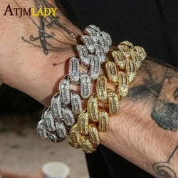New Arrived 18mm Width Hip Hop Full Iced Out Fashion Cubic Zircon Bling CZ Miami Cuban Link Chain Bracelets Jewelry For Men