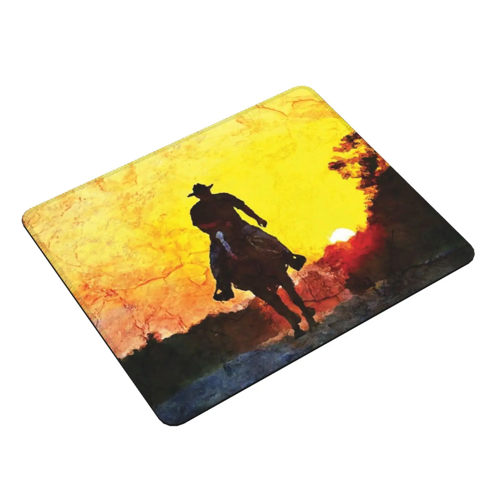 Sunset Cowboy Mouse Pad DIY Print Sunset Cowboy Horse Desert Sky