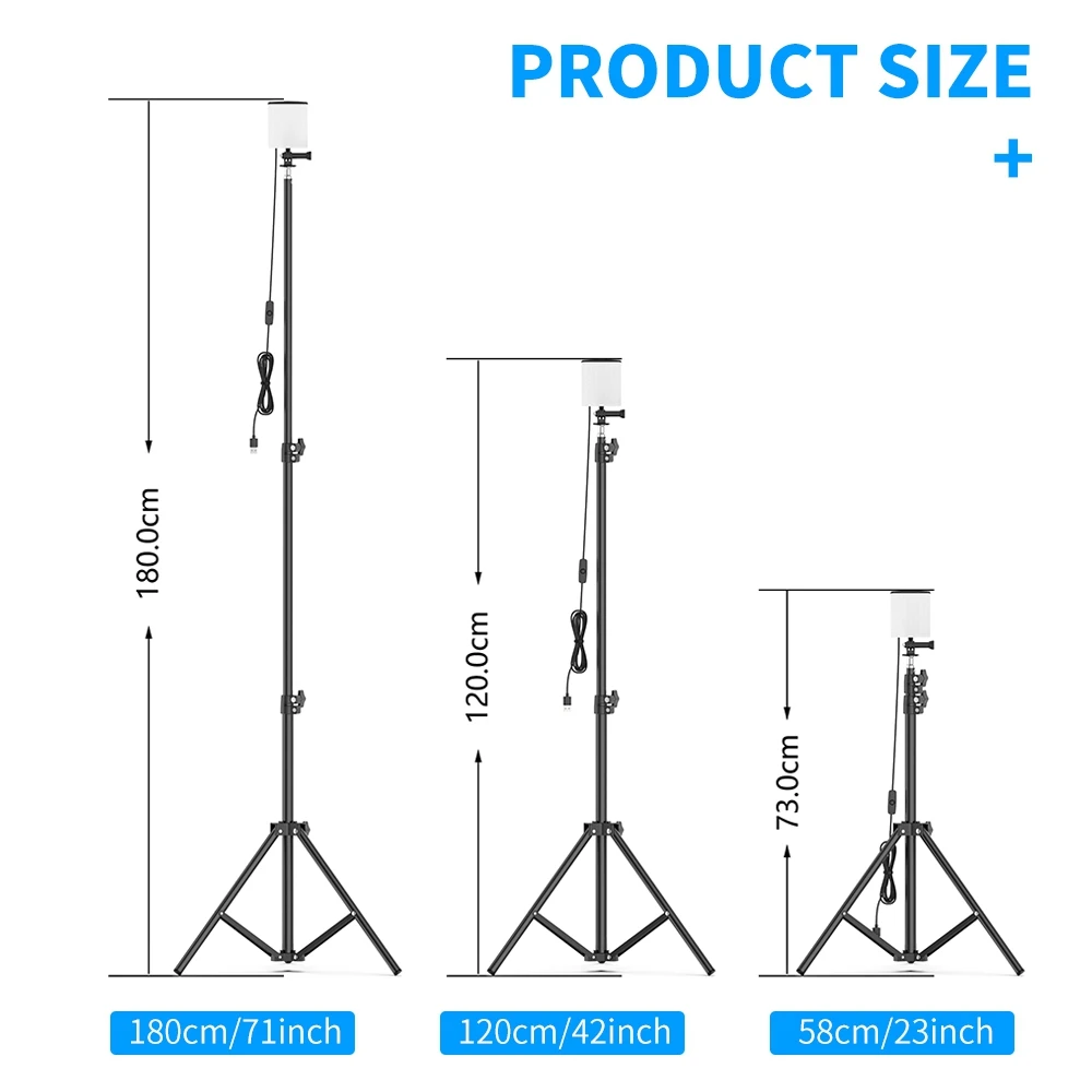 Outdoor Tripod Portable LED Outdoor Light Camping Lantern Adjustable Tripod Stand Pole BBQ Lamp USB Work Light Outdoor Lighting