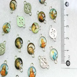 Double Pendant Cross Bead Saint Benedict Rosary Charm Fashion Jewelry Making Bead Bracelet DIY