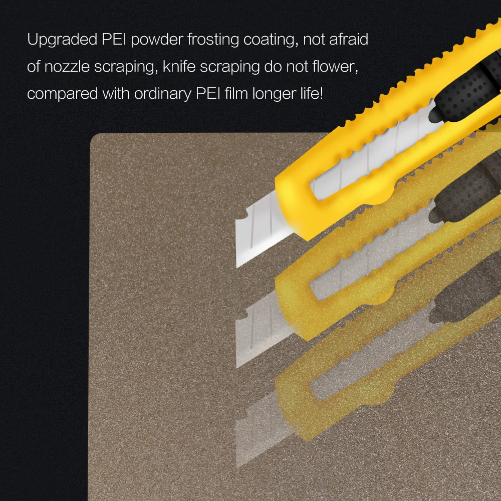 XCR 3D Printer Parts PEI Powder Coated Spring Steel Sheet Double Sided Textured Build Plate Base Heat bed 220/235/310/410mm