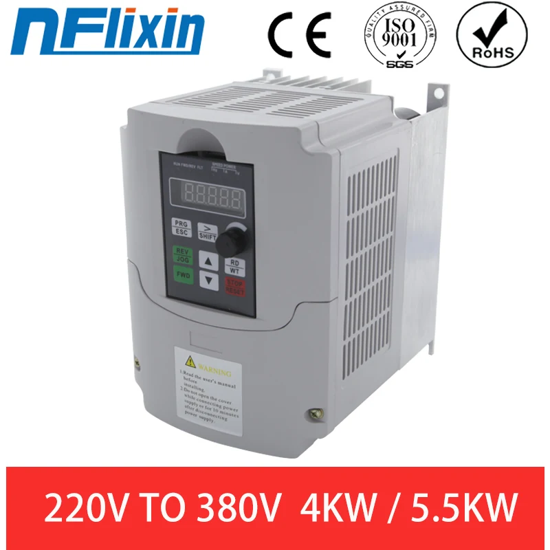 5.5 KW / 4 KW frequency inverter 220V TO 380V input 1 phase 220V output 3 phase 380V Frequency converter