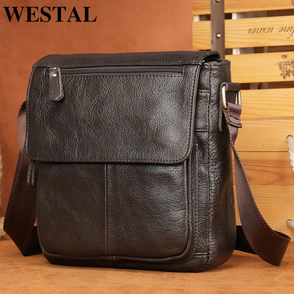 WESTAL Men Shoulder Bag High Quality Male Bag Cowhide Leather Crossbody Bags Capacity Men Messenger Tote Bags for Male 819A