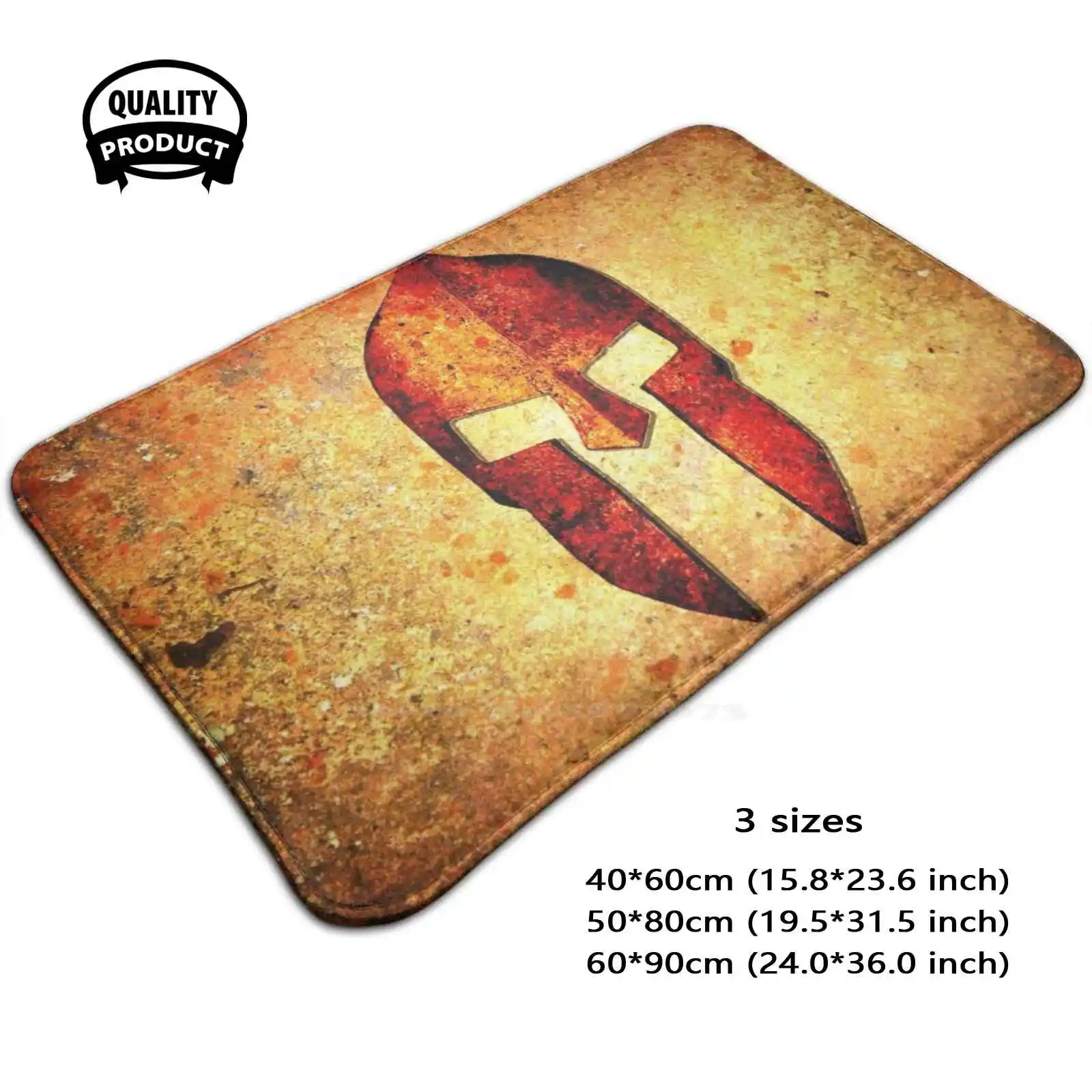 Helmet On Rust Background With A Color Burn Effect Soft Cushion Home Carpet Door Mat Car Rug Rust Pro Gun Rights Molon Labe