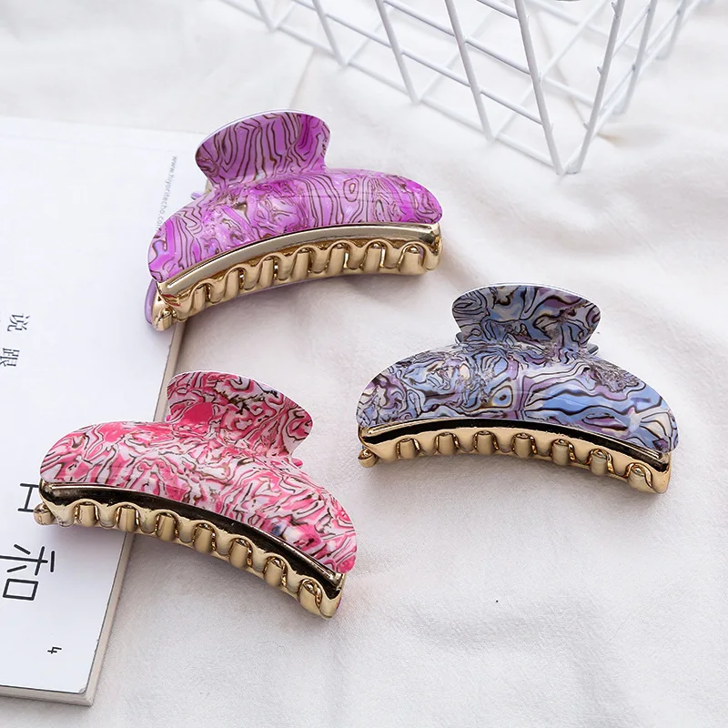 New fashion Large 8.5cm Boutique beautiful striped acrylic hairpin Barrettes For Women girl Accessories Headwear