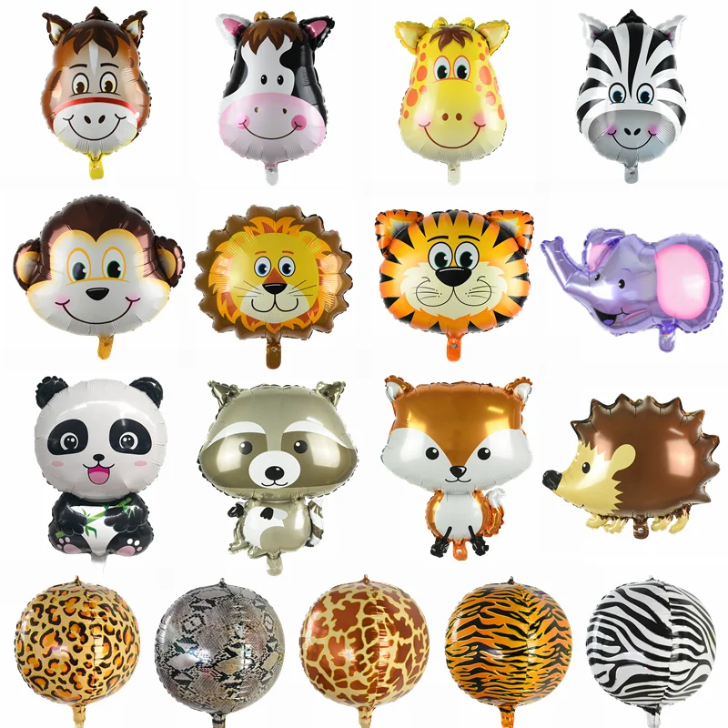 Jungle Animals Foil Balloon Cartoon Lion Panda Tiger Balloon Safari Theme Birthday Party Decoration Baby Shower Air Balls Supply