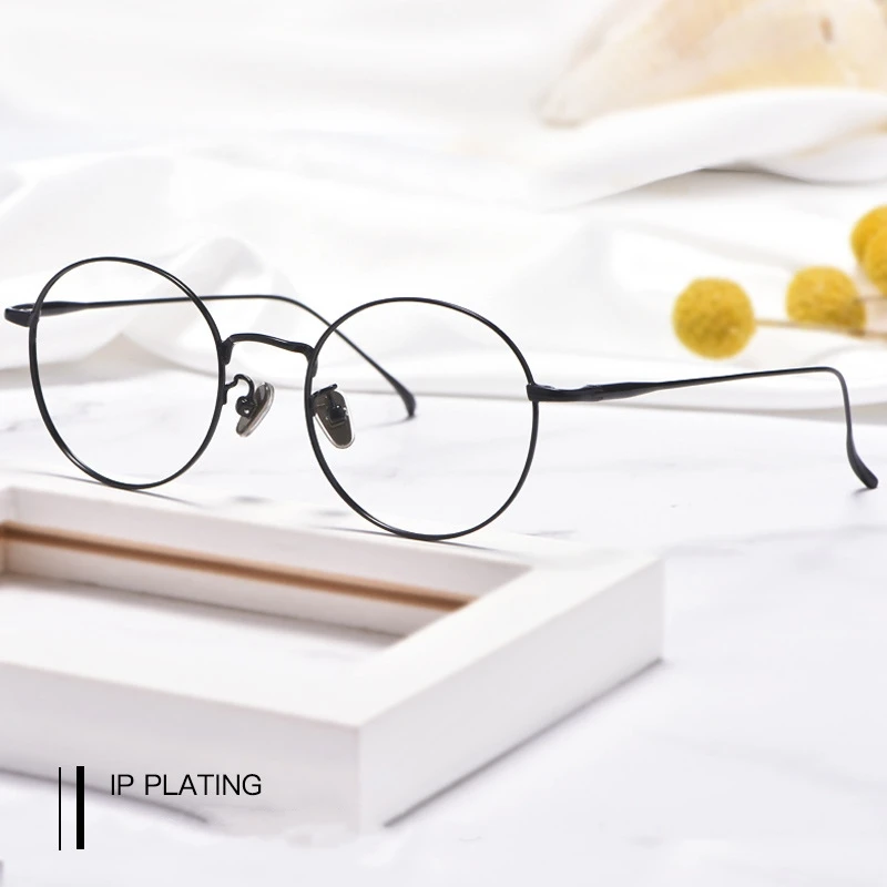 Woman Pure Titanium Round Retro Glasses Frame Full Frame Myopia Glasses Men Fashion Glasses Frame Prescription Glasses