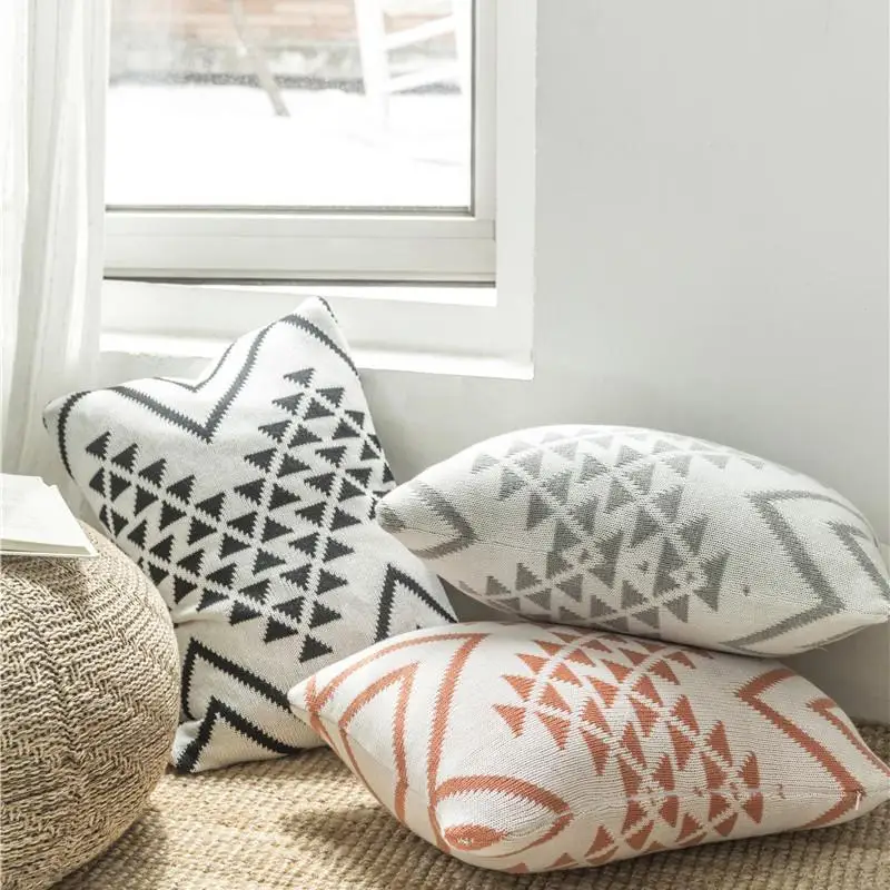 

Geometric Rectangle Pillow Cover 3 Color Skin-friendly Comfortable Throw Cushion Cover Lumbar Pillow Waist Cushion Cover Decor