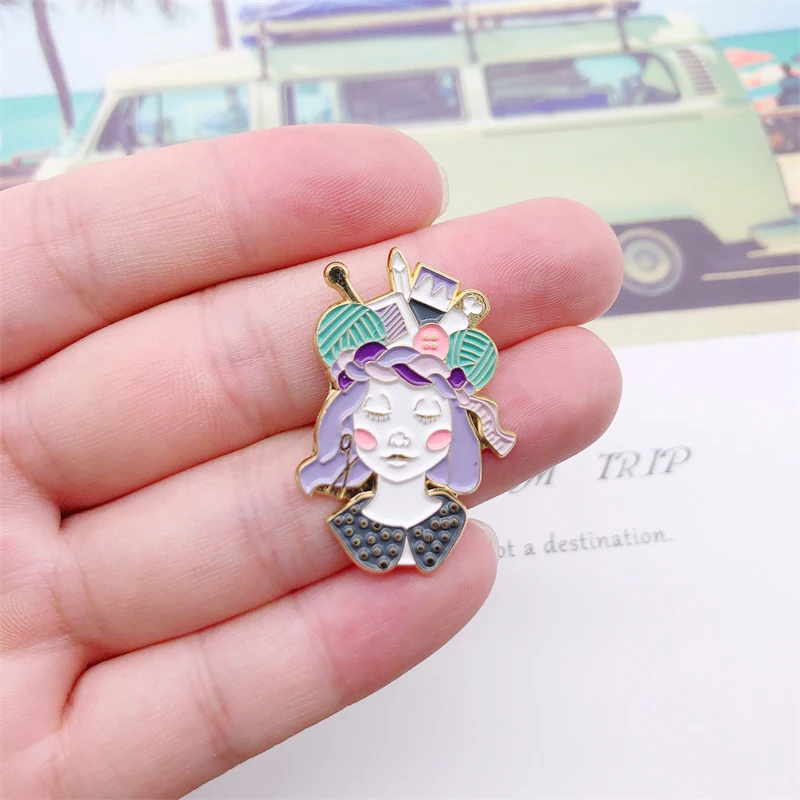 Cartoon Character Cute Girl Enamel Brooch Alloy Badge Denim Clothes Baby Pin Sweet Punk Accessories Woman Jewelry Gifts