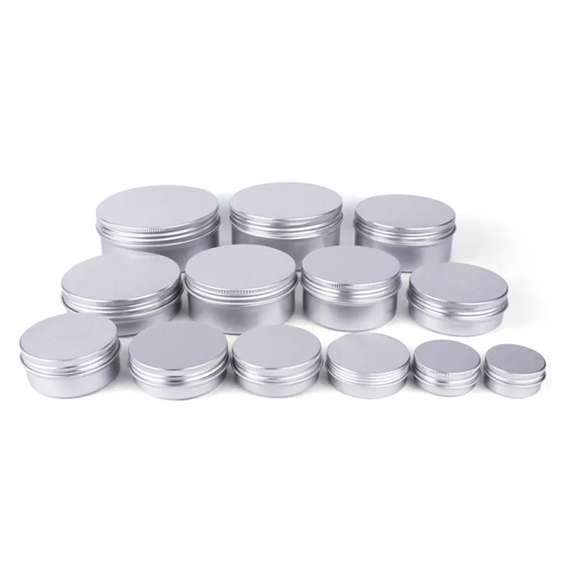 100pcs 5g 10g 15g 20g 30g 50g 60g 100g Aluminum Tin Jars Empty Metal Cosmetic Face Care Eye Cream Lip Balm Gloss Packaging