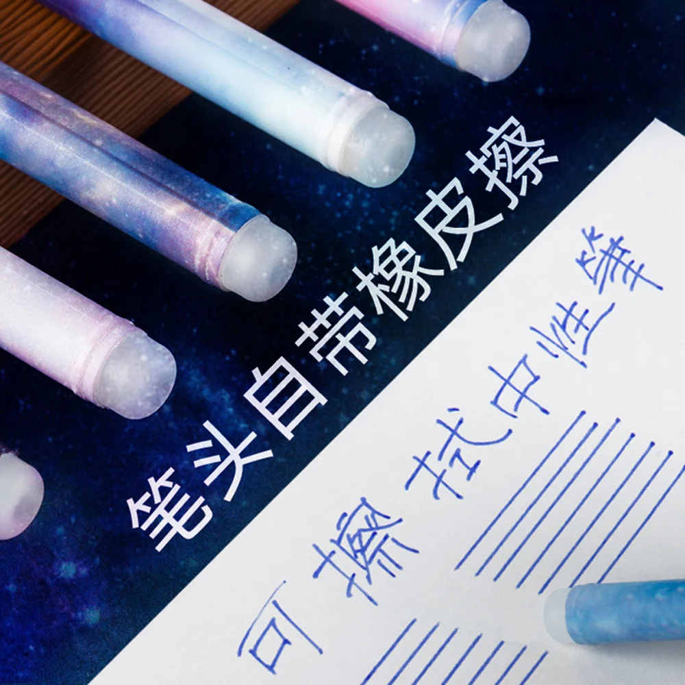 12Pcs/Set Constellation Erasable Gel Pen Blue Black ink 0.5mm Washable Handle Kawaii Erasable Pens School Writing Stationery