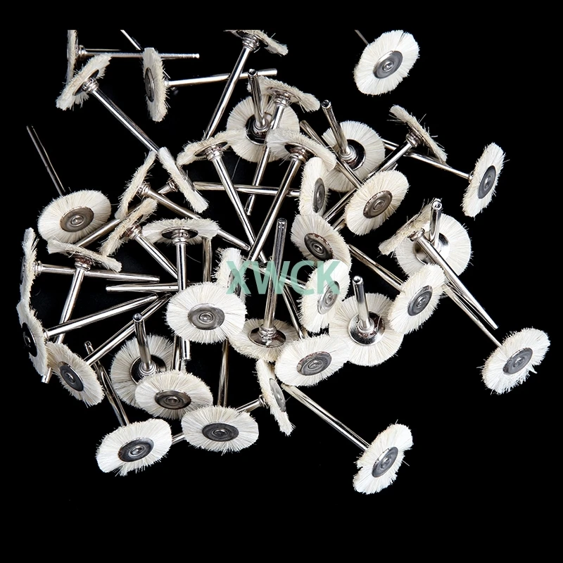 50Pcs 2.35mm Dental Lab Wool Polishing Brushes Soft Goat Hair Buffing Cleaning Wheels Brush For Dental Rotary Tools