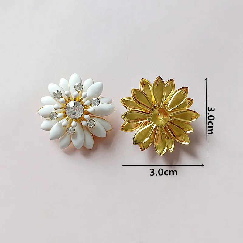 5 Pcs/lot Alloy Drop Oil Sunflower  Metal Buttons Diy Hair Accessories Sun Flower Bridal Headwear Material Decorative Buttons