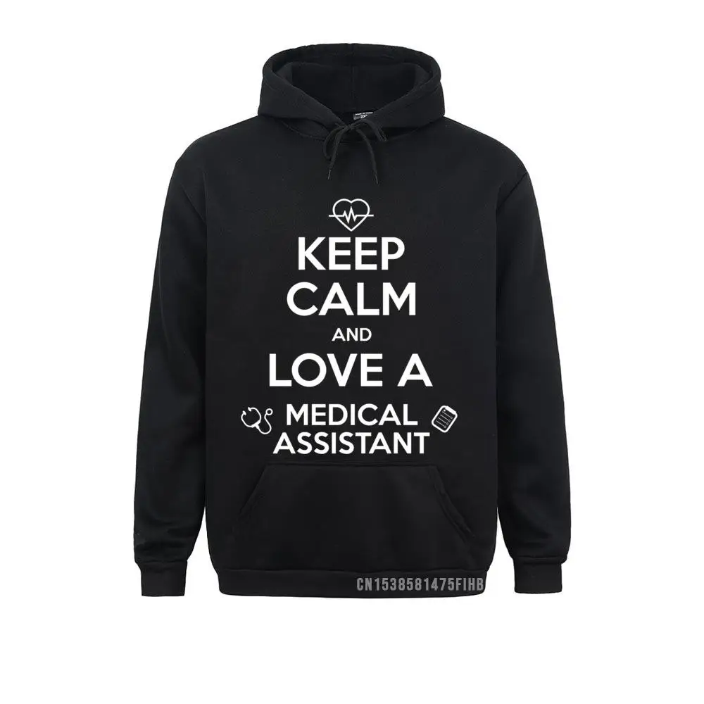 Kaus Sweter 3D Olahraga Kebugaran Lengan Panjang Jaket Hoodie Hadiah Asisten Medis Keep Calm Love A Siswa Med Lucu