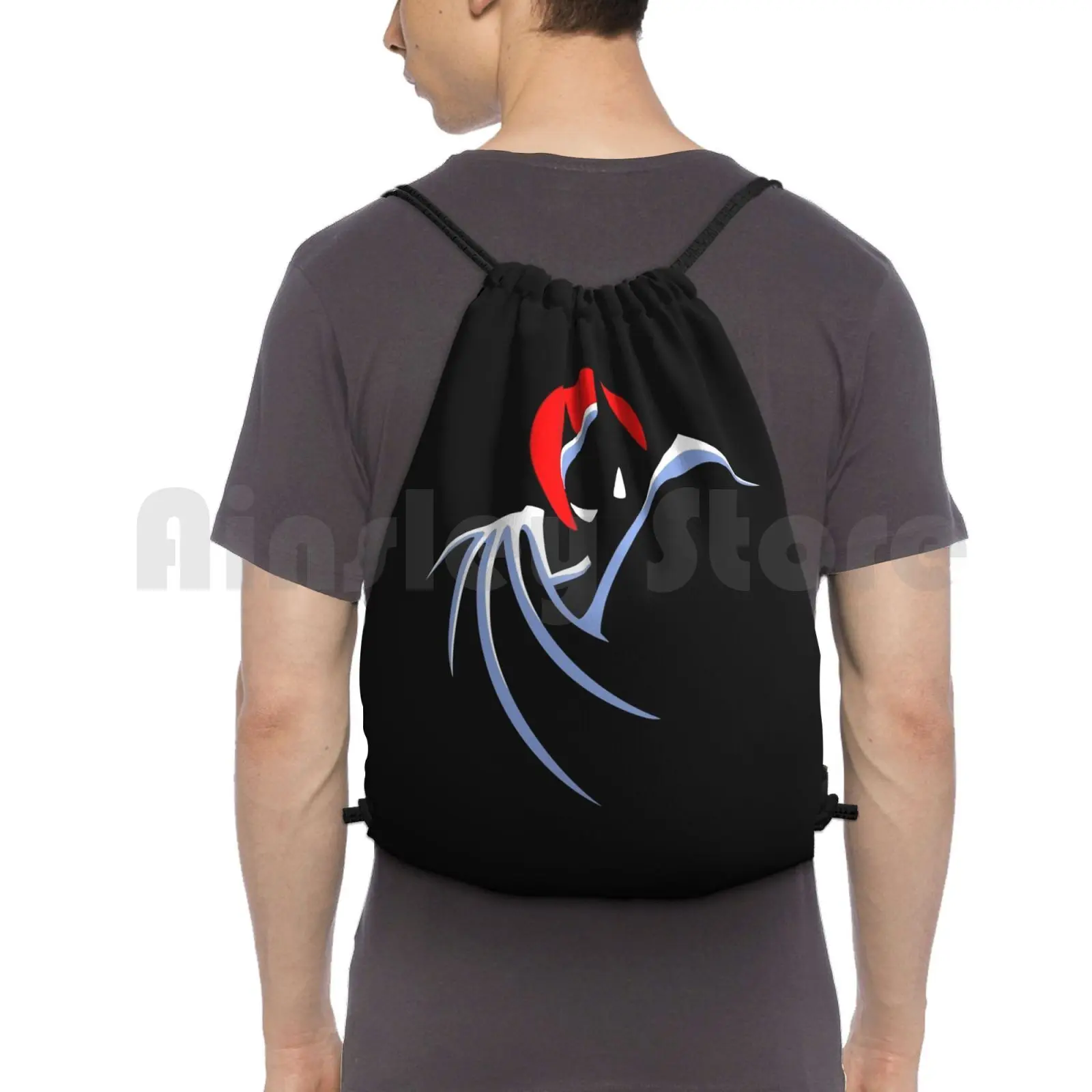 

Bat Animated Series Logo Backpack Drawstring Bag Riding Climbing Gym Bag Comic Animated Series Bat Superhero Hero Cartoon