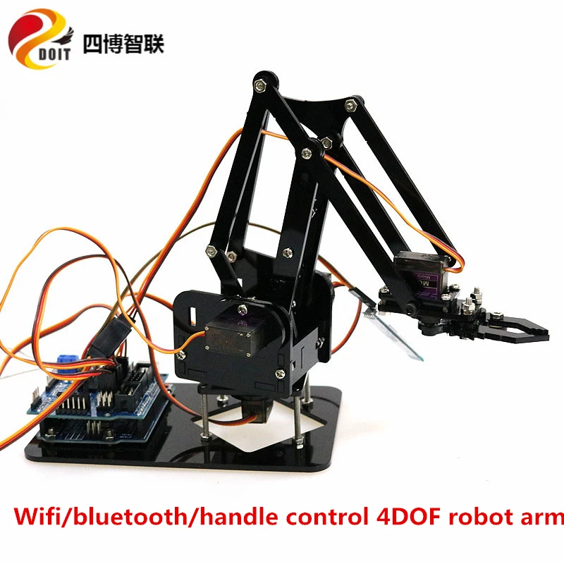 SZDOIT Wifi/Bluetooth/commande de poignée bras de Robot 4 axes avec Kit de pince avec 4 pièces Servos 4DOF RC robotique bricolage pour Arduino