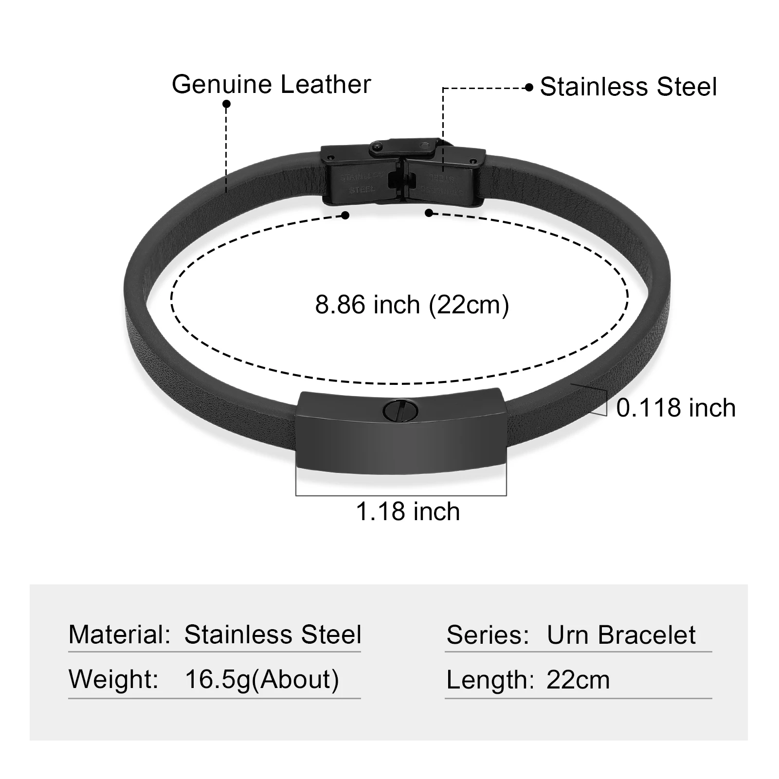 Cremation Jewelry Urn Leather Bracelet for Ashes for Women Men Memorial Keepsake Bracelet for Ashes