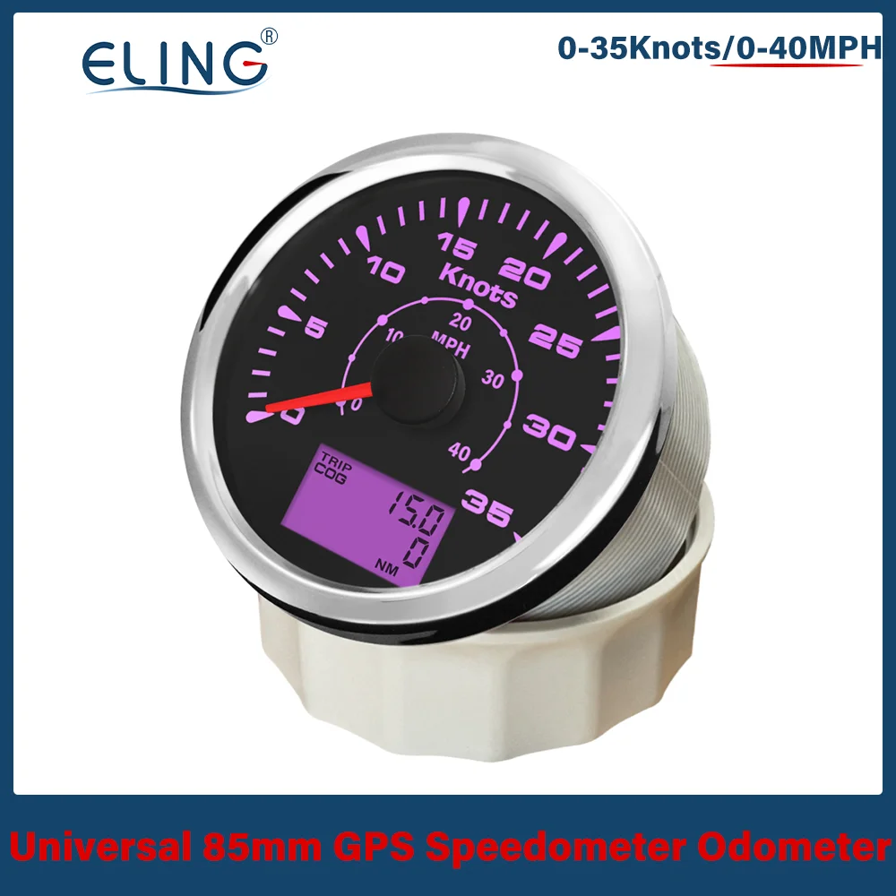 

ELING Newest 85mm GPS Speedometers 0-35knots 0-70knots Speed Odometer 0-40MPH 0-80MPH LCD Display 8 Optional Backlights