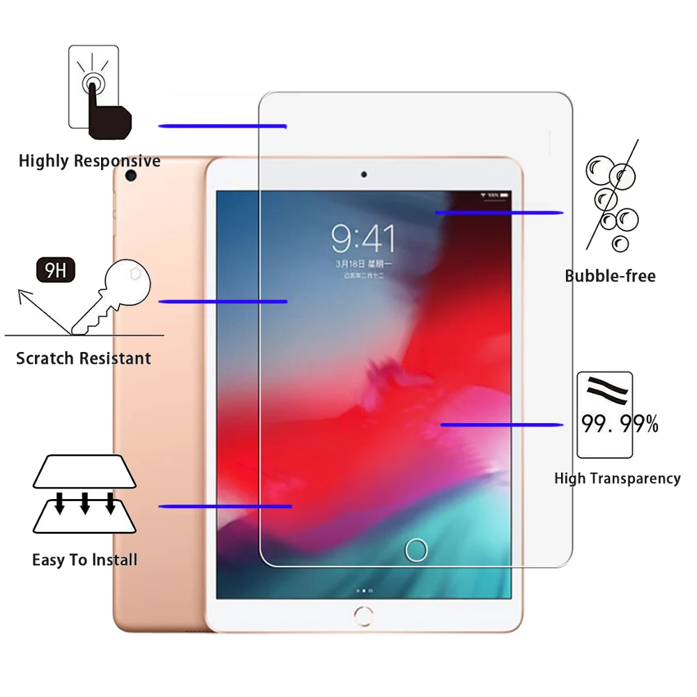 9H Tempered Glass For iPad 7.9 9.7 10.2 10.5 10.9 inch Cover Screen Protector For iPad Pro 11 Air 2 3 Mini 5 4 3 2 1 2021 Glass