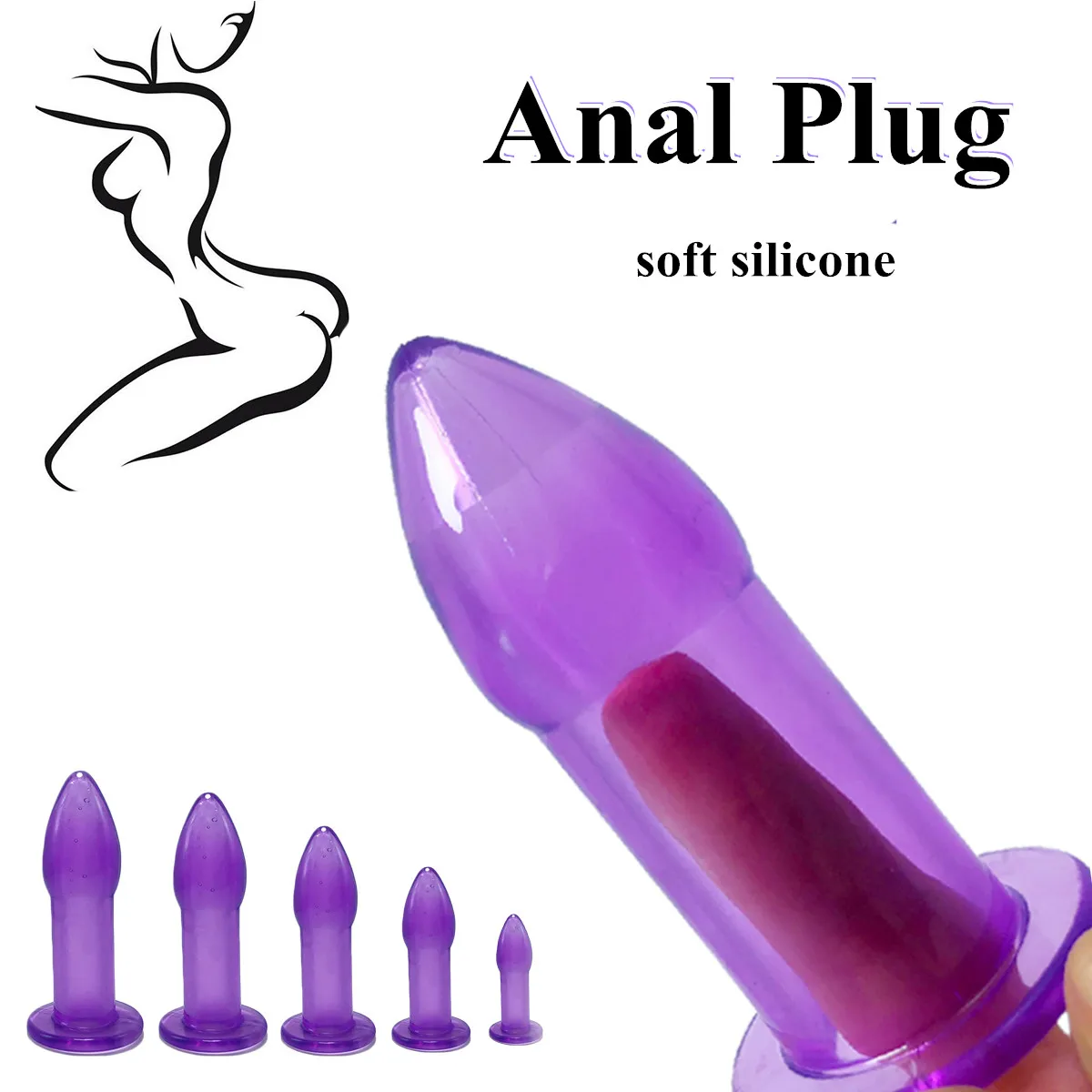 Purple Anal Plug Anal Trainer Butt Plug Speculum Anal Dilator Prostate Anus Massager for Women Men Gay Anal Sex Toys