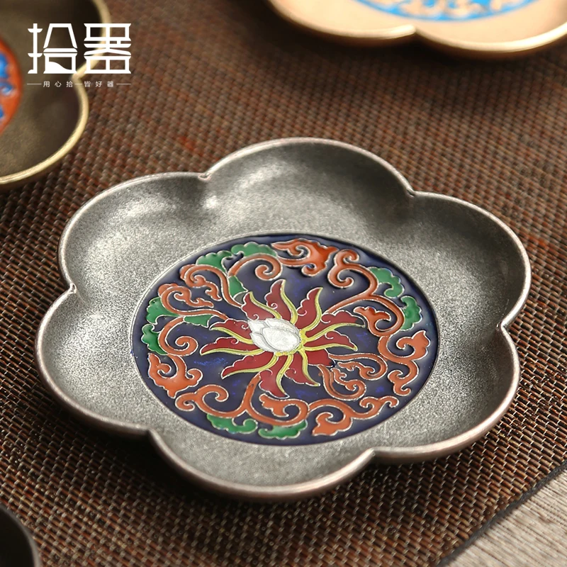 

Enamel color tea cup mat tea ceremony cup holder tea cup Japanese master cup anti scald heat insulation mat tea set meal mat acc