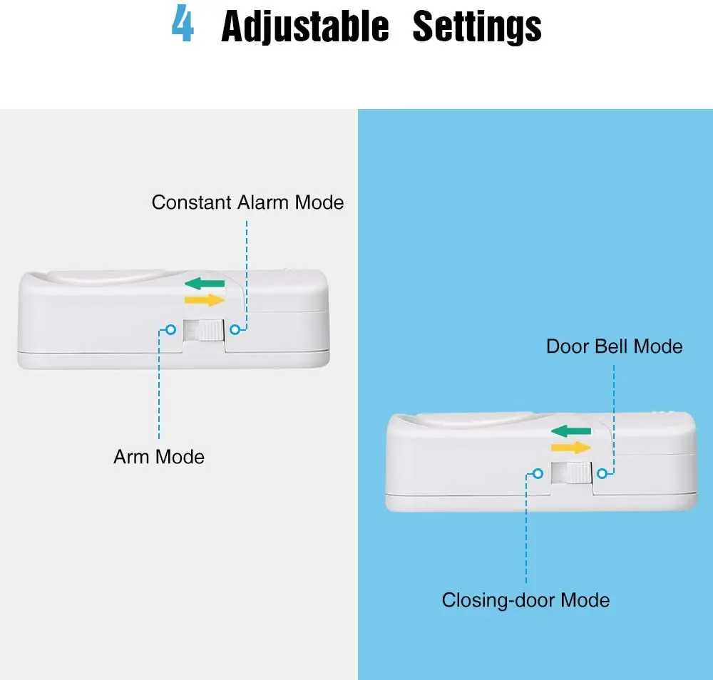 Wsdcam Wireless Door Window Burglar Sensor Alarm 4 Modes Door Open Detectors Freezers Close Reminder Security Protection Alert