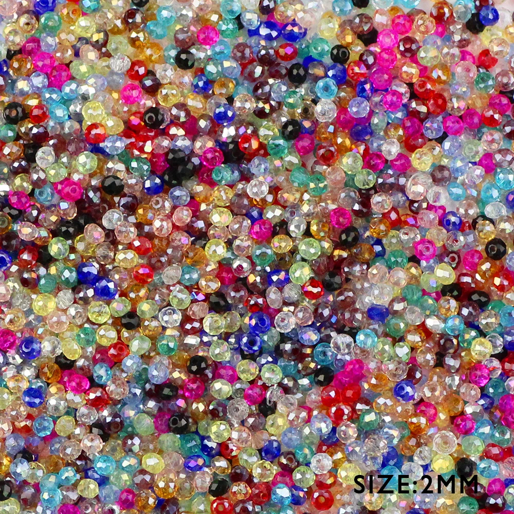 ZHBES Facettierte flache runde österreichische Kristalle Spacer lose Perlen 2 mm 200 Stück für Schmuckherstellung DIY Armband Halskette Zubehör