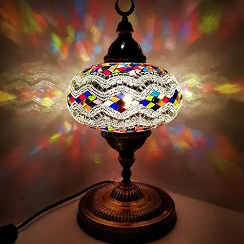 

Handmade Extra Large English/Moroccan/Tiffany Style Glass Mosaic Desk Table Lamp Light 45 Centimeter Tall