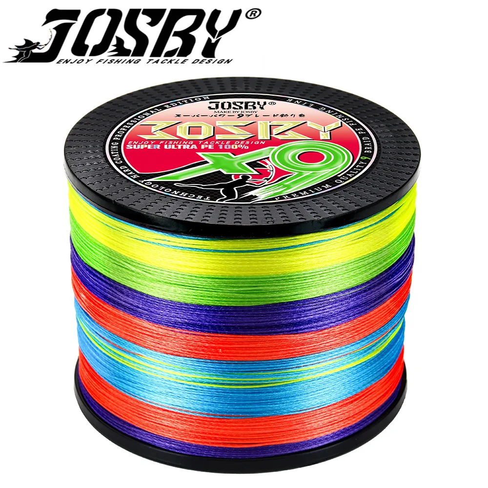 JOSBY 9 Strands Fishing Line NEW Braided PE Super Strong For Lake Sea 500M 300M 1000M 100M 100%  Multifilament Wire Woven Thread