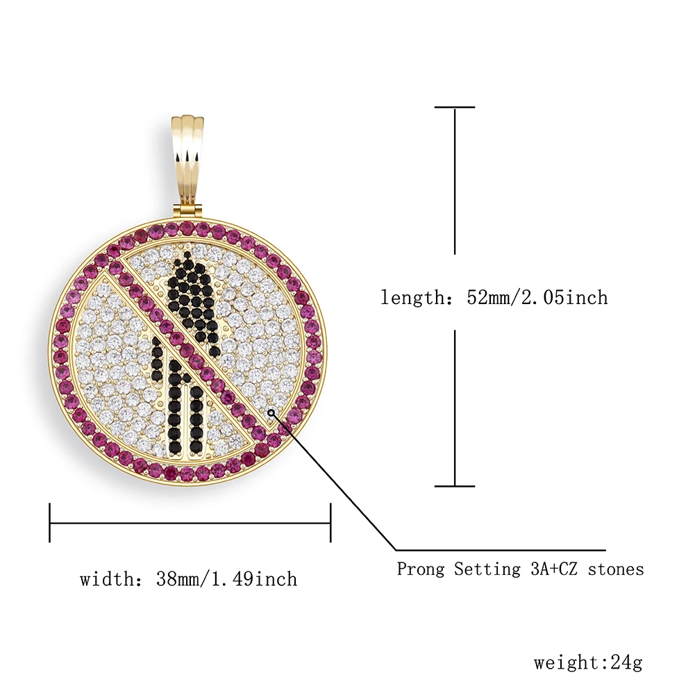 JINAO new Travis scott brand logo pendant necklace with 4mm tennis chain ice-out cubic zirconia pendant hip-hop jewelry gift