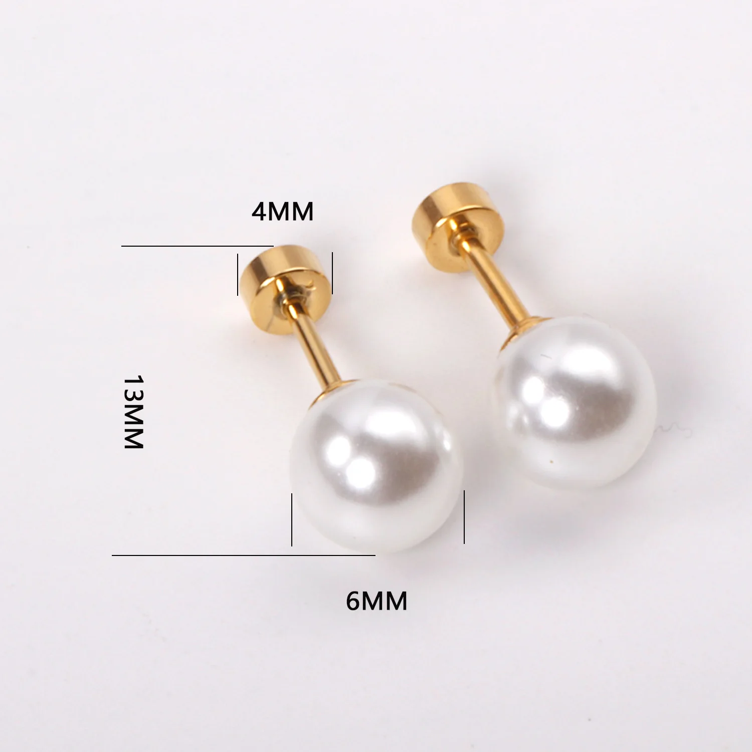 12 Pairs Round Imitation Pearl Earrings 316L Stainless Steel Anti-allergy Screw Stud Ladies Earrings Fashion Jewelry Accessories