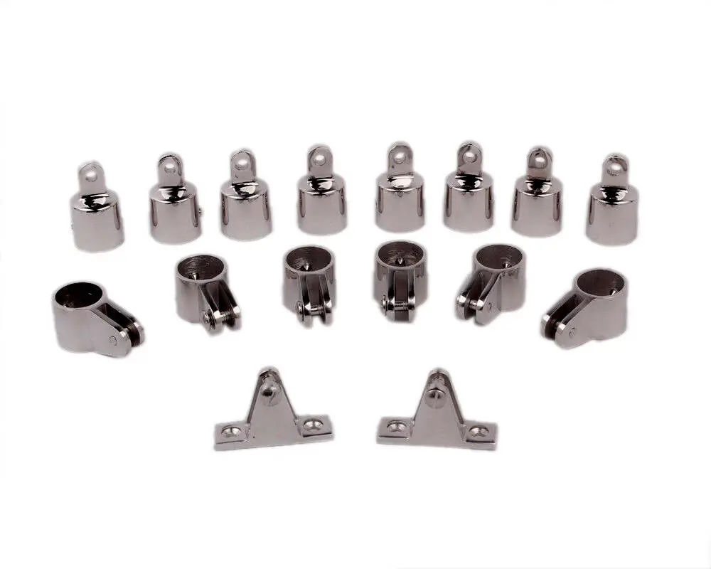 ISURE MARINE 16Pcs 316 Stainless Steel 4-Bow Bimini Top 1 Inch Boat  Fittings Marine Hardware Set Boat Parts Accessories