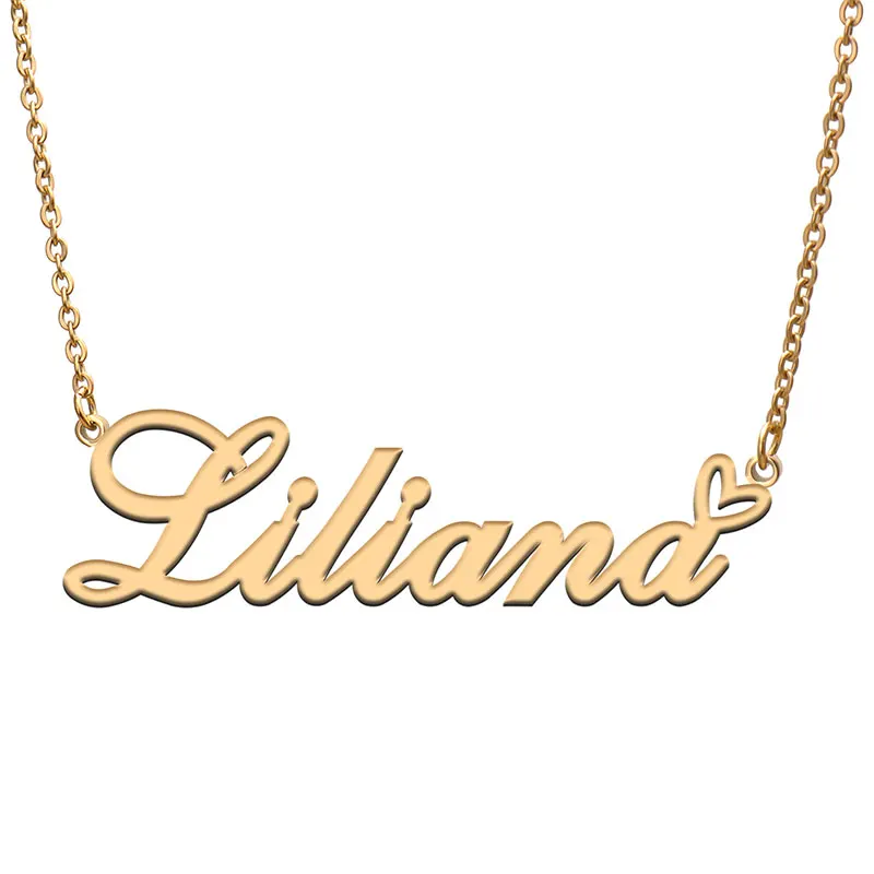 

Liliana Love Heart Name Necklace Personalized Gold Plated Stainless Steel Collar for Women Girls Friends Birthday Wedding Gift