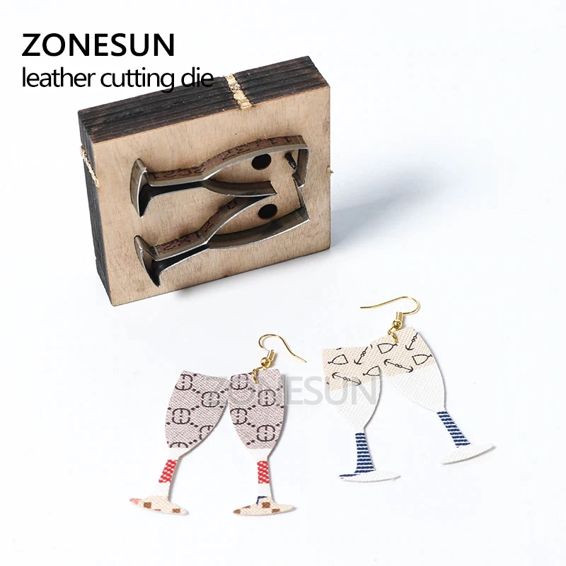 ZONESUN Custom DIY Gift Champagne Leather Earring Cutting Die Paper Punching Die Punch Machine Knives Cutter Mould