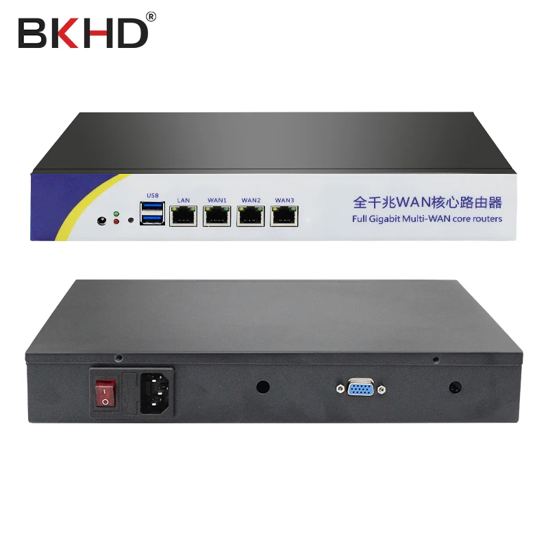 BKHD Mini PC Intel Celeron J1900 Firewall Router 4 LAN Intel NIC Gigabit Ethernet RJ45 VGA 2xUSB Support Pfsense Linux Openwrt