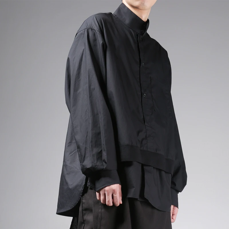 Dark Arts relaxed two-piece shirt male Korean edition fresh personality design casual like long-sleeved shirt trend