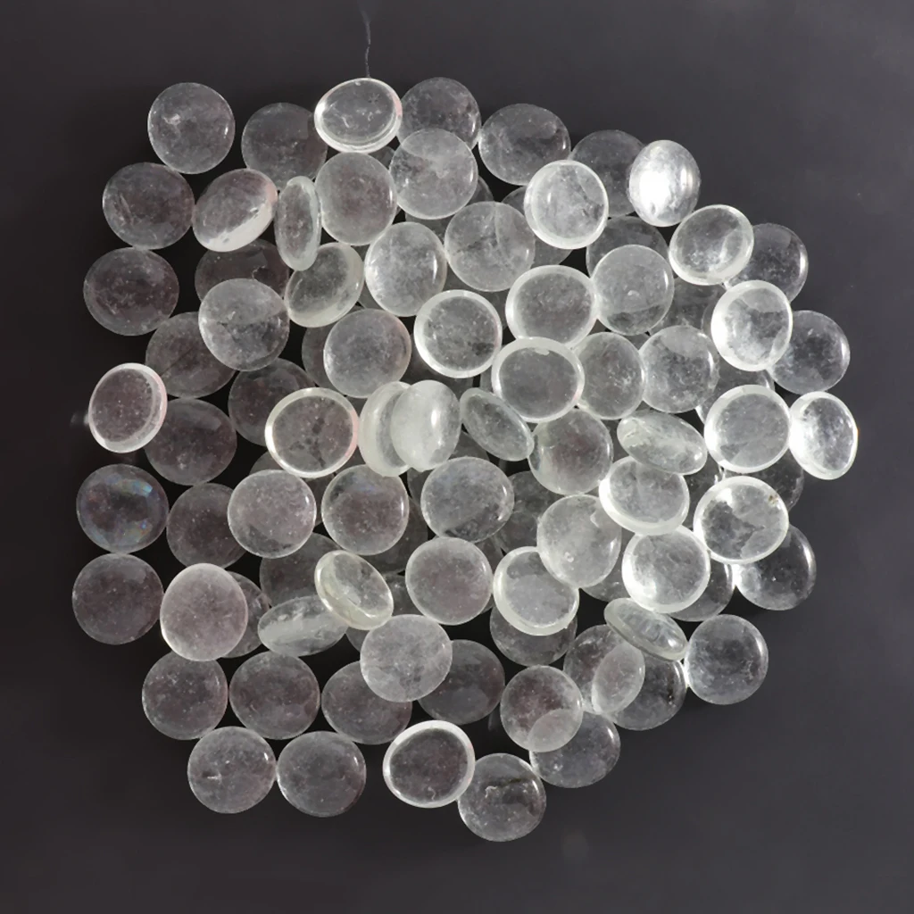 100Pcs Glass Stone Clear Marbles Fish Tank Pebbles Flat Bottom Round Top Features Decorative Centerpieces Florist Supplies