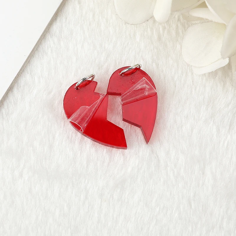 5Pairs Broken Heart Acrylic Charms Fashion Punk Pendant for Earrings Keychain Diy Necklace Woman Jewerly