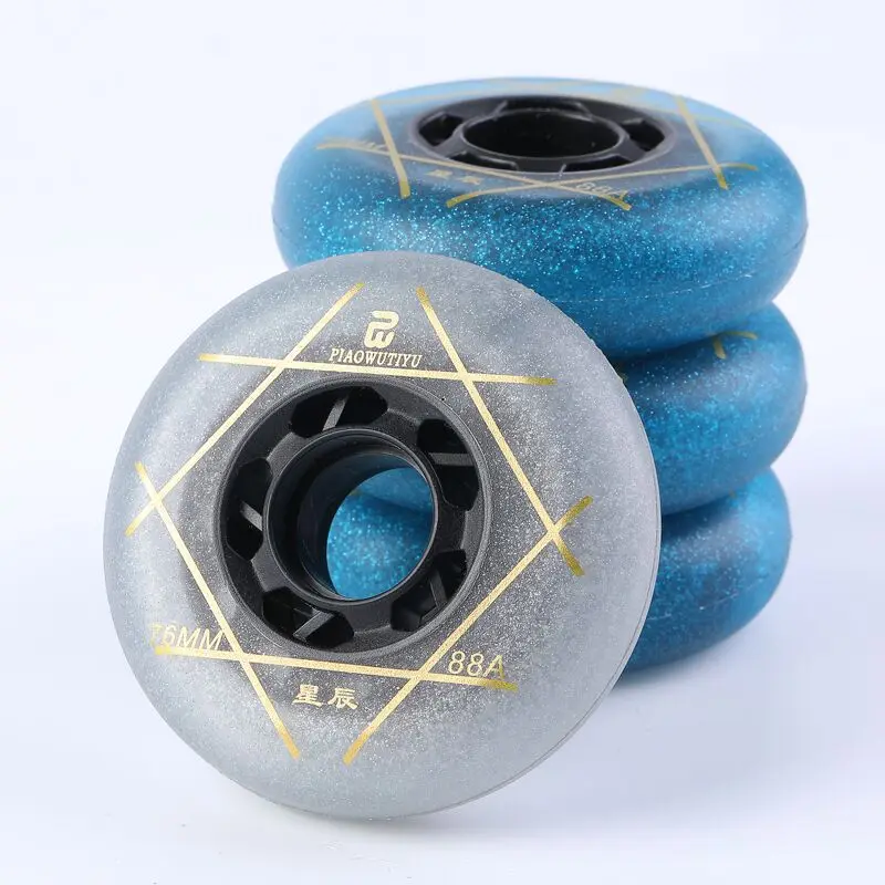 8PCS 88A Skating Wheel with Blue Silver PU Inline Skate Wheels for Adults Kids SEBA RB Roller Wheels 72MM 76MM 80MM Skate Wheels