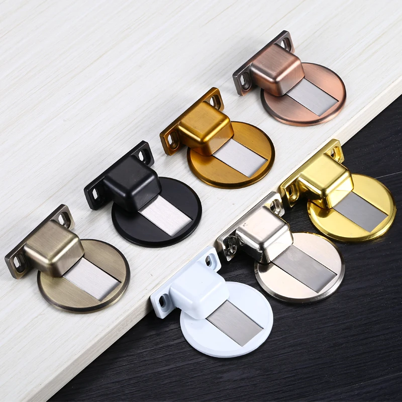 Magnetic Door Stops 304 Stainless Steel Magnet Door Stopper Holder Hidden Catch Floor Doorstop Toilet Furniture Hardware