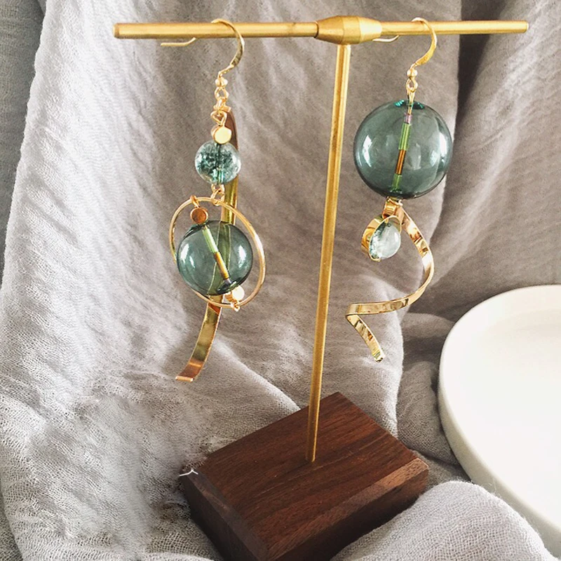 Fashion Green Bubble Dangle Earrings For Women Original Hand Blown Glass Ball 2023