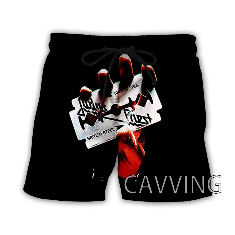 CAVVING-pantalones cortos de playa con estampado 3D para hombre y mujer, ropa de calle informal de secado rápido, banda de Judas Priest Rock, para