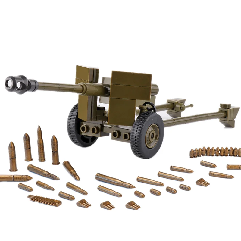 WW2 Military Soviet Weapons Building Blocks 122mm Cannon 85mm Anti-tank Gun Shell Parts Bricks Model Assembling Toys C218