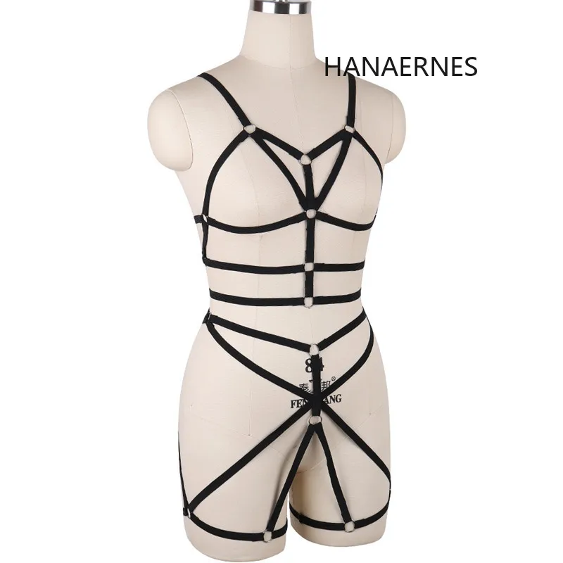 HANAERNES النساء عبودية حمالة الصدر الوثن البوليستر الجسم تسخير حزام Harajuku مهرجان Bralette مثير المحاصيل القمم ارتداءها