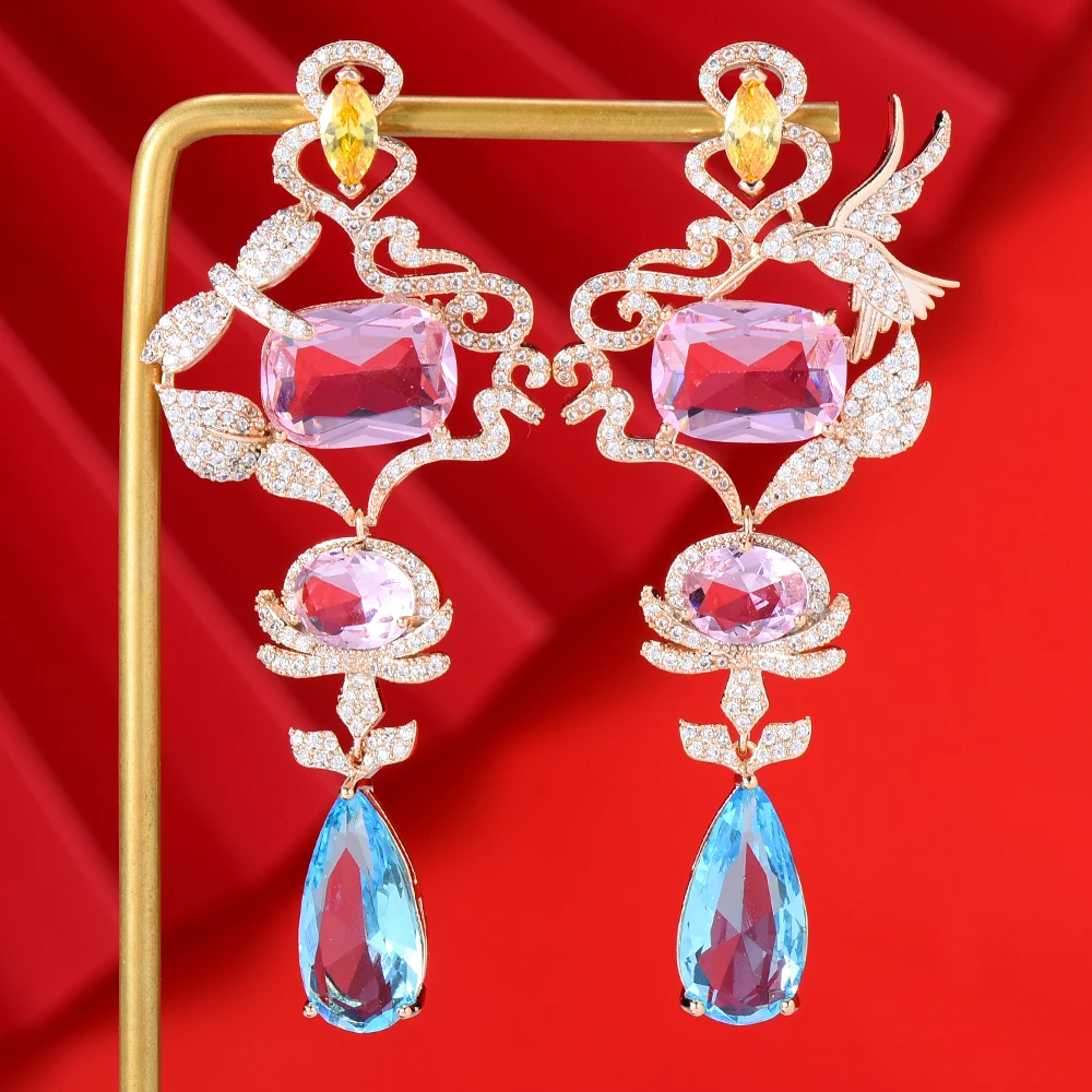 

missvikki Famous Design multi-element Angel Drop Earrings For Women Wedding Cubic Zirconia Dubai Bridal Earrings Costume Jewelry